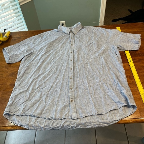 Cutter & Buck blue white striped button down short sleeve shirt size 4XL - Picture 1 of 8